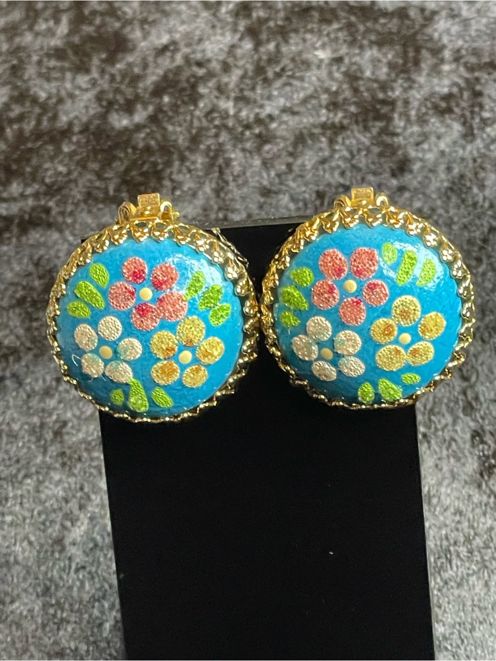 Vintage Hobe hand painted earrings